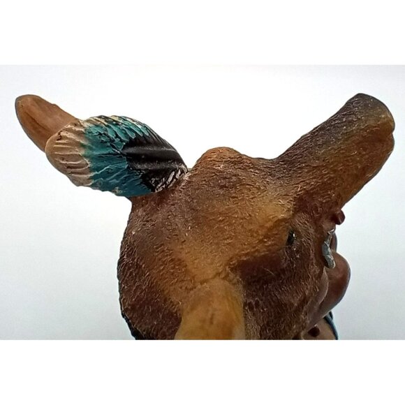 Native American Smiling Baby Figure Deer Antler Headdress Shield Vintage 3 Inch - Picture 10 of 15